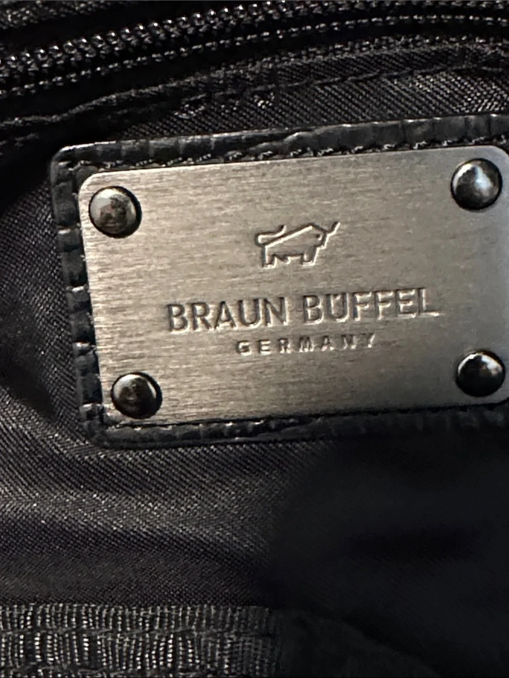 Vintage Braun Buffel Germany Black Monogram Jacquard Boston Bowling Bag lock key